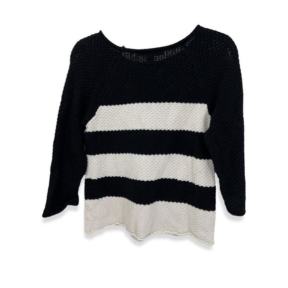 Forever 21 cropped sweater color-block black cream L - Picture 3 of 7